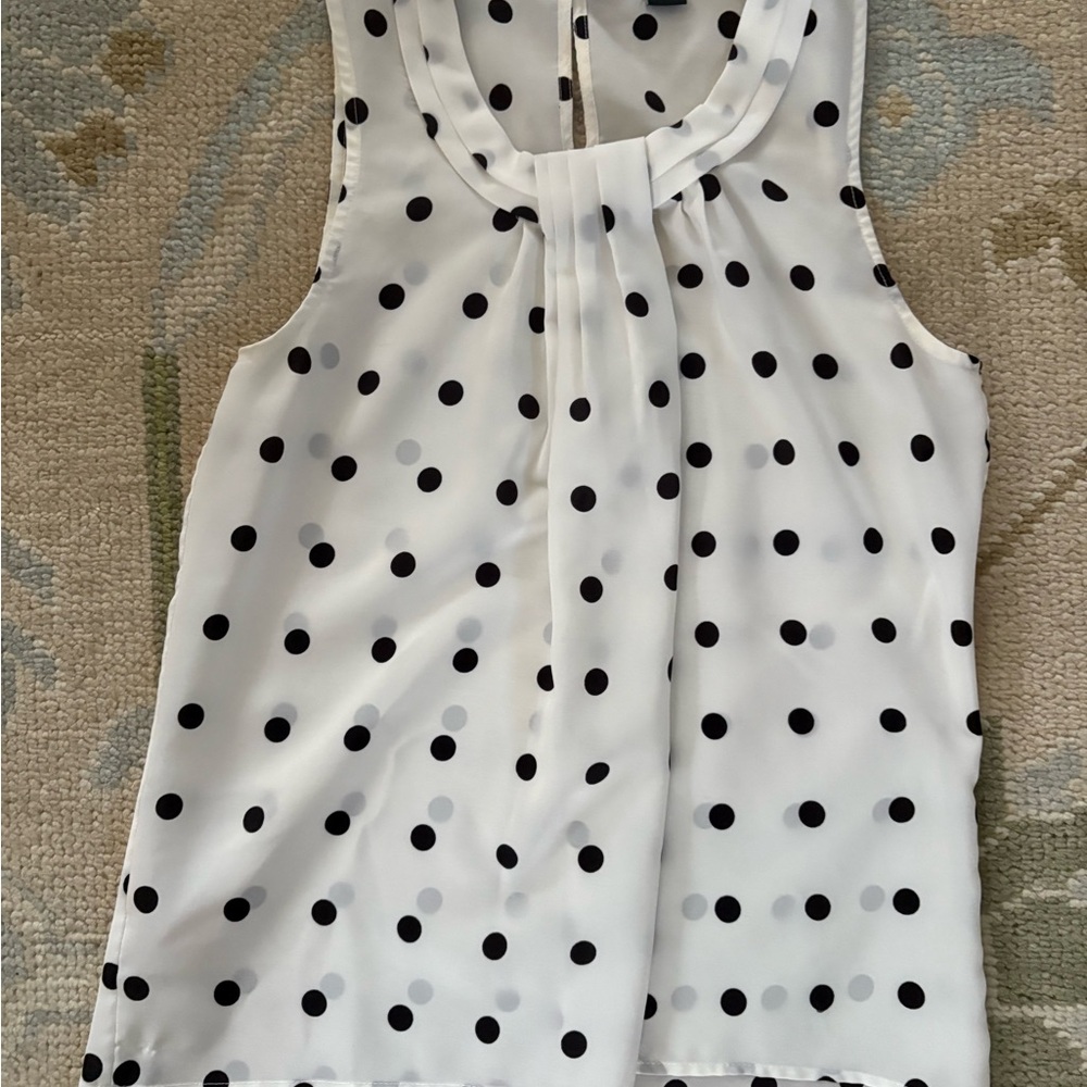 J. Crew White and Black Polka Dot Sleeveless Blouse